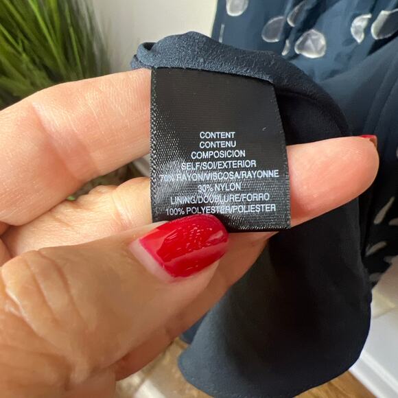 Charles Henry BRAND NEW Navy Polka Dot Wrap Dress Size Large Sheer Long Sleeves - Picture 8 of 9